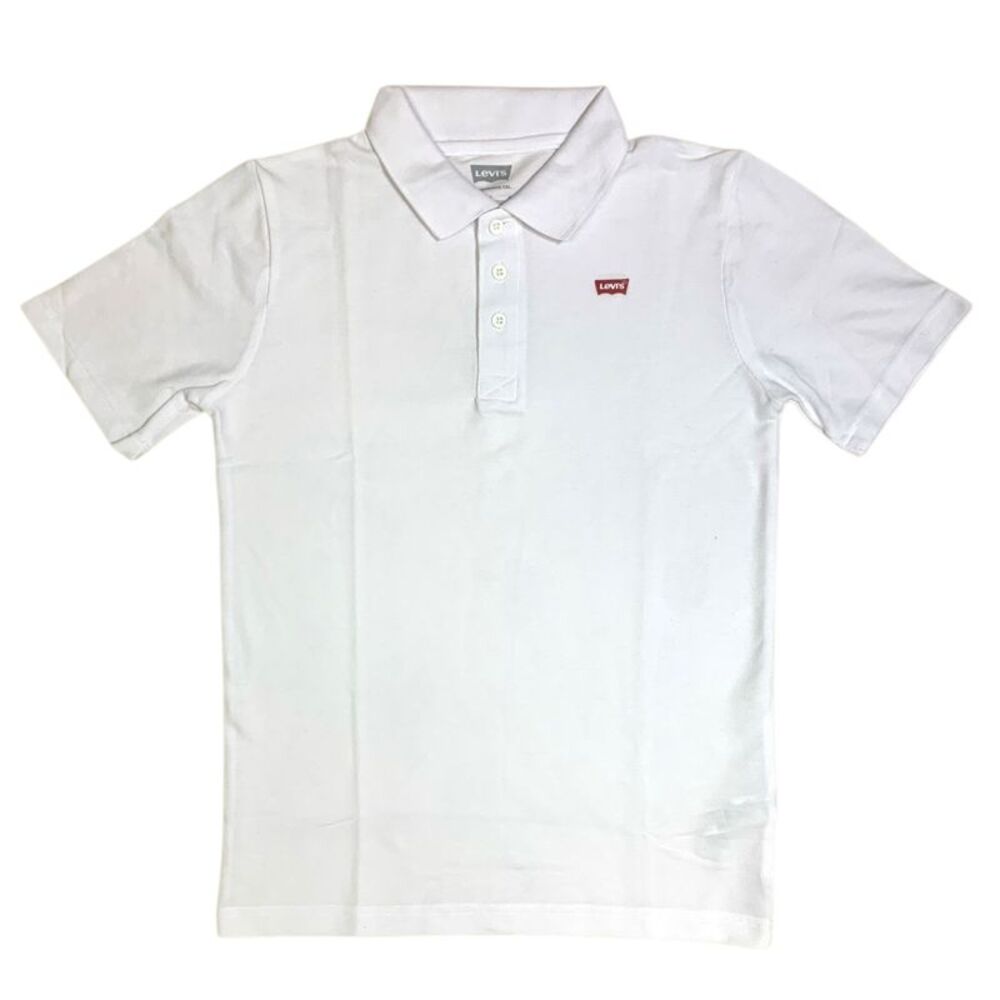 Levi's Boys Batwing Logo Collard Polo, Pique Knit Cotton Polyester Blend - White